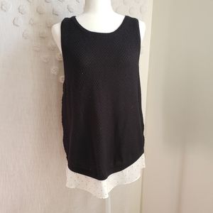 Loft Black Sleeveless Layered Sweater
